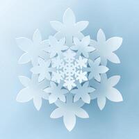Paper cut 3d snowflake with shadow in the background. Winter design elements for presentation, banner, cover, web, flyer, card, sale, poster, slide and social media. vector