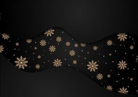 Elegant black and gold Christmas background with snowflake design vector