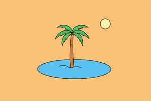 Desert Oasis - Serene Scene with Palm Trees and Sand Dunes vector