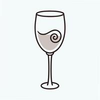 Elegant Wine Glass with Swirling Liquid in Line Art vector