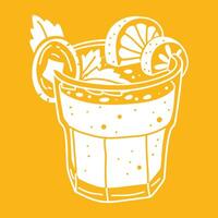 glass of carrot and banana smoothie with a piece of orange and mint. A spring soft drink with pieces of fruit in a flat style on a white . A glass glass with a refreshing drink. Isolated illustration vector
