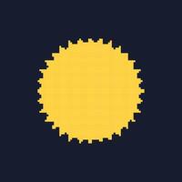 Yellow Pixel Sun Icon. Vintage Weather Symbol for Sunny Days. 8 bit Retro Game Style. Isolated Illustration vector