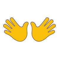 Two Open Hands for Greeting or High Five Gesture. Open Palms Gesture. Double Hands Emoji Icon. Isolated Illustration vector