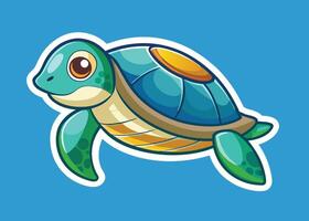 Playful Turtle Happily Exploring Underwater vector