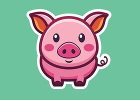 Cute Pig Smiling with Cheerful Charm vector