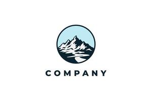 mountain hill logo design scenery hand drawn vector