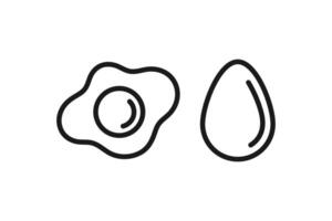 line icons of boiled and fried eggs vector