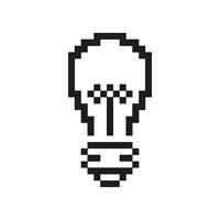 Pixelated Lightbulb Icon. Idea and Creativity Symbol in Pixel Art Style. Innovation, Energy, and Bright Ideas. Inspiration and Creative Thought. Isolated Illustration vector