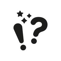Exclamation And Question Mark With Stars Silhouette Icon. Surprise And Curiosity Glyph Symbol. Expression Of Shock And Wonder. Isolated Illustration vector