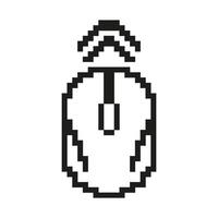 Pixelated Computer Mouse Icon. Mouse Click Symbol with Interaction Lines in Pixel Art Style. Digital Navigation and Control. Isolated Illustration vector