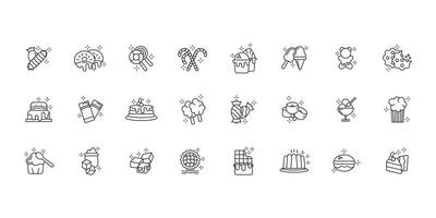 Sweets and desserts icon set..Editable stroke.linear style sign for use web design,logo.Symbol illustration. vector
