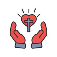 faith icon. .Editable stroke.linear style sign for use web design,logo.Symbol illustration. vector