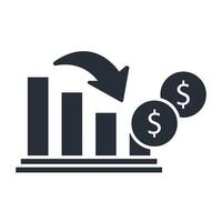 market crash icon. .Editable stroke.linear style sign for use web design,logo.Symbol illustration. vector