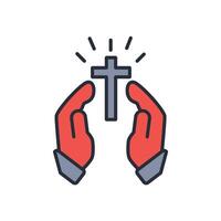 worship icon. .Editable stroke.linear style sign for use web design,logo.Symbol illustration. vector