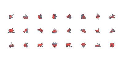 Meat icon set..Editable stroke.linear style sign for use web design,logo.Symbol illustration. vector