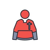 priest icon. .Editable stroke.linear style sign for use web design,logo.Symbol illustration. vector