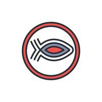 ichthys icon. .Editable stroke.linear style sign for use web design,logo.Symbol illustration. vector
