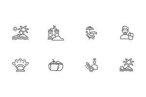 Summer icon set..Editable stroke.linear style sign for use web design,logo.Symbol illustration. vector