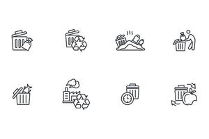 Waste icon set..Editable stroke.linear style sign for use web design,logo.Symbol illustration. vector