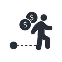 Debt icon. .Editable stroke.linear style sign for use web design,logo.Symbol illustration. vector