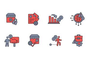 Business failure icon set..Editable stroke.linear style sign for use web design,logo.Symbol illustration. vector