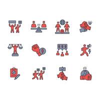 activism protest icon set..Editable stroke.linear style sign for use web design,logo.Symbol illustration. vector