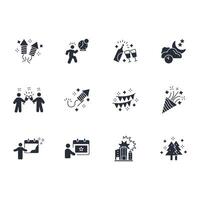 New year icon set..Editable stroke.linear style sign for use web design,logo.Symbol illustration. vector