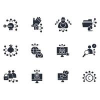 Dark web icon set..Editable stroke.linear style sign for use web design,logo.Symbol illustration. vector