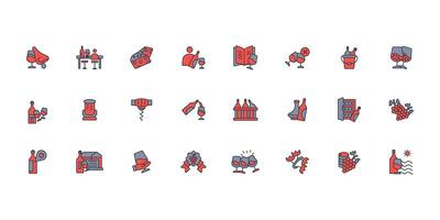 Wine icon set..Editable stroke.linear style sign for use web design,logo.Symbol illustration. vector