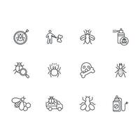 Pest control icon set..Editable stroke.linear style sign for use web design,logo.Symbol illustration. vector