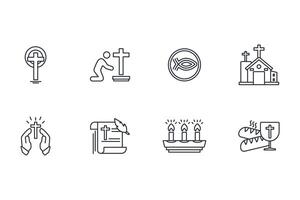 Christianity icon set..Editable stroke.linear style sign for use web design,logo.Symbol illustration. vector