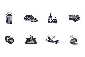 Fast food icon set..Editable stroke.linear style sign for use web design,logo.Symbol illustration. vector