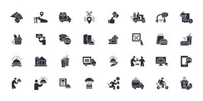 Food delivery icon set..Editable stroke.linear style sign for use web design,logo.Symbol illustration. vector