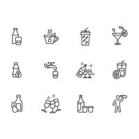 Drinks icon set..Editable stroke.linear style sign for use web design,logo.Symbol illustration. vector