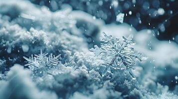 Snow. Realistic snow overlay background. Snowfall, snowflakes in different shapes and forms photo