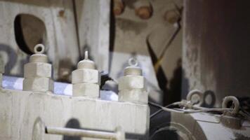 A Detailed Close Up of Various Industrial Machinery Components on Display and in Use. Stock Clip photo