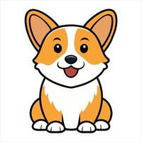 Sweet Welsh Corgi Dog Sitting with a Joyful Expression vector