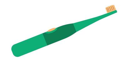 Green electric toothbrush. Isolated illustration in clip art style vector