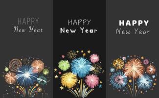 Set of Happy New Year Background vector