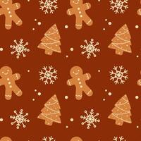Gingerbread Christmas cookies seamless pattern. Christmas print for fabric and wrapping paper. Flat illustration vector