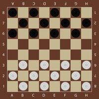 Checkers, board with checkers, top view. vector