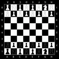 Chessboard with chess pieces placed on it. vector