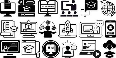 E-learning and online education icon set Design vector