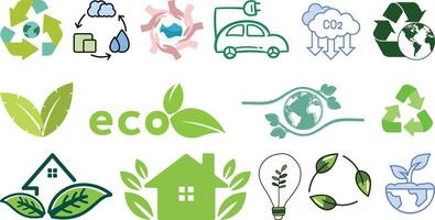Ecology and Nature icons set collection design vector