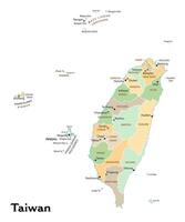 Isolated administrative divisions map of Taiwan vector