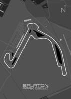 The image depicts a detailed map of the Balaton Park Circuit, a race track located in Hungary. vector