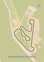 The image depicts a detailed track map of Rudskogen Motorsenter, Norway vector