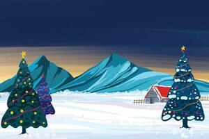 Winter background of snow and frost christmas tree card design vector