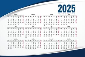 Beautiful new year colorful wave calendar 2025 design vector