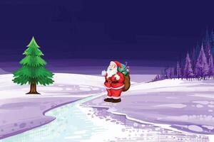 Scene with snow on ground and trees landscape design vector